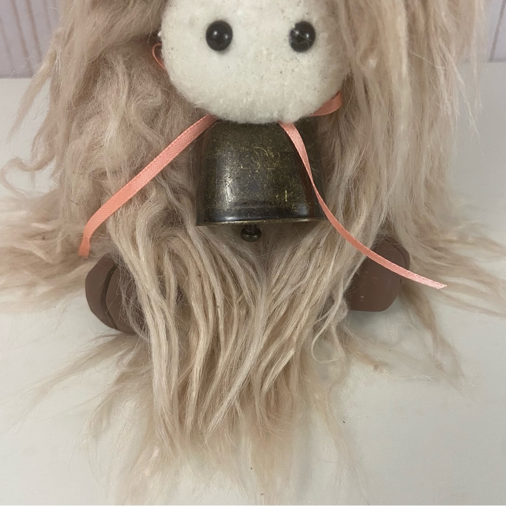 Highland Cow Coo Gnome Champagne Mongolian Fur Cowboy Hat Handmade Farmhouse - Picture 7 of 14